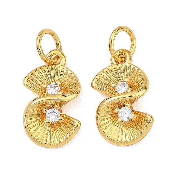 Латунные микропаве прозрачные кубические циркониевые подвески, подвески в виде витых вееров, стойки покрытие, долговечный, без свинца и без кадмия