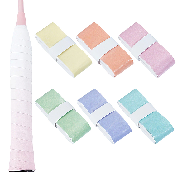 12 pièces 6 couleurs ruban adhésif en cuir PU pour raquette de badminton