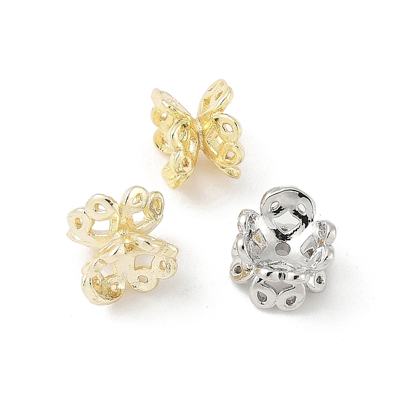 Шапочки и конусы для бусин, латунные, цветок