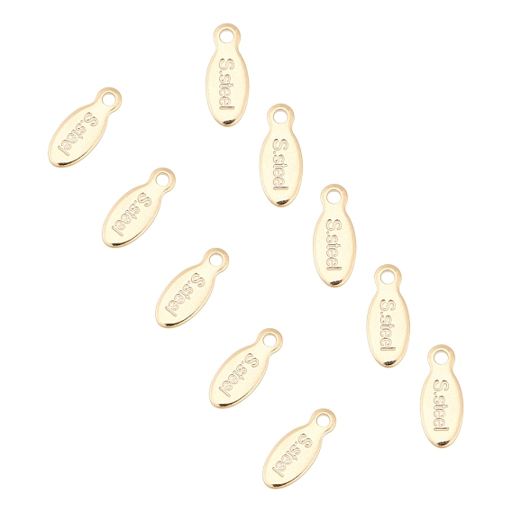 304 Stainless Steel Charms, Chain Extender Drop, Oval with Word Steel