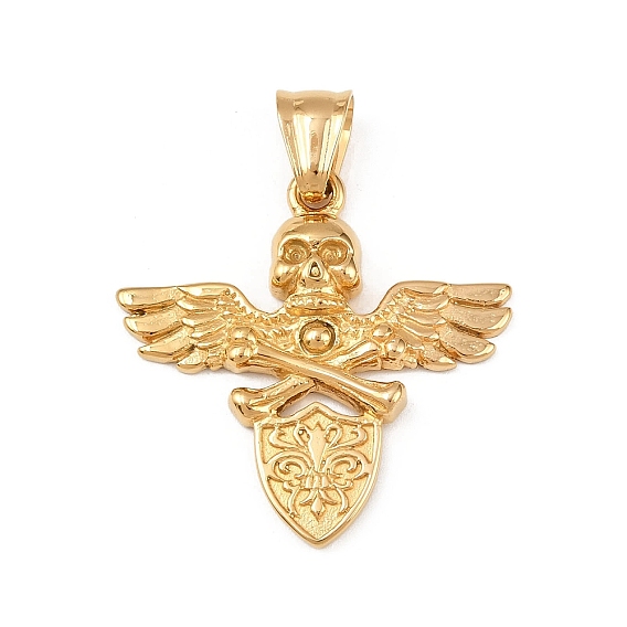 304 подвески из нержавеющей стали, подвеска в виде черепа с крылом и флагом, ионное покрытие (ip)