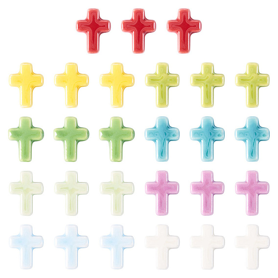 45шт 9 цвета фарфоровые бусины ручной работы, жемчужные, крестик