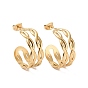304 Stainless Steel Double Layer C-shape Stud Earrings, Half Hoop Earrings for Women