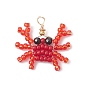 Подвески в виде морских животных из натуральной черной шпинели, обернутой медной проволокой и украшенной стеклянными бусинами, крабовые прелести, красные