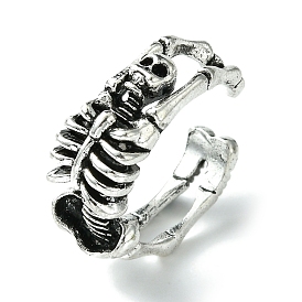 Skeleton Alloy Open Cuff Rings, Lead Free & Cadmium Free