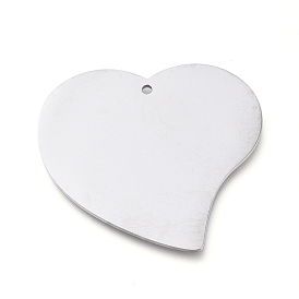 304 Stainless Steel Pendants, Manual Polishing, Stamping Blank Tag, Laser Cut, Heart