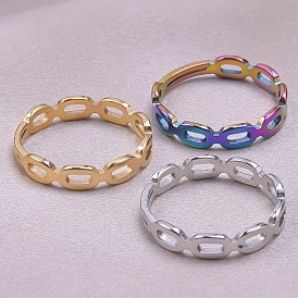 Полое овальное регулируемое кольцо из нержавеющей стали для женщин