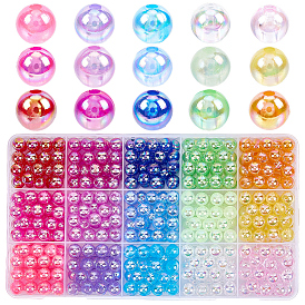 15 цвет бусины акриловые прозрачные, аб цвета покрытием, круглые