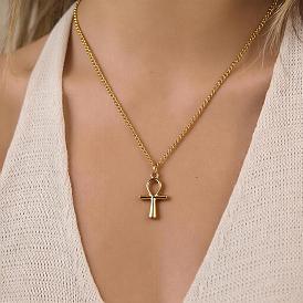 Religion 304 Stainless Steel Ancient Egyptian Ankh Cross Pendant Twisted Chain Necklaces