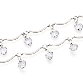 Цепи из латуни и стекла с фестончатыми прутьями, с сердцем очарование, пайки, с катушкой