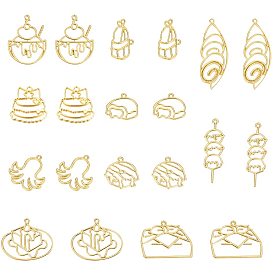 Zinc Alloy Open Back Bezel Pendants, For DIY UV Resin, Epoxy Resin, Pressed Flower Jewelry, with Enamel, Food Theme