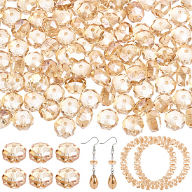 4пряди гальванизированные прозрачные стеклянные бусины пряди, рондель, граненые