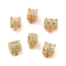 Brass Micro Pave Clear Cubic Zirconia Tube Bails, Column