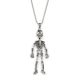 201 Stainless Steel Chain, Zinc Alloy Pendant Necklaces, Skull
