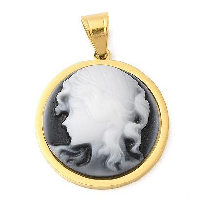 Акриловый интерфейс 304 подвески из нержавеющей стали, с 201 подвесными дужками из нержавеющей стали, круг с девушкой