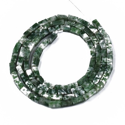 Perles de jaspe tache verte naturelle, cuboïde