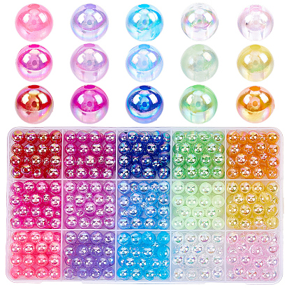 15 цвет бусины акриловые прозрачные, аб цвета покрытием, круглые