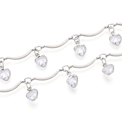 Цепи из латуни и стекла с фестончатыми прутьями, с сердцем очарование, пайки, с катушкой