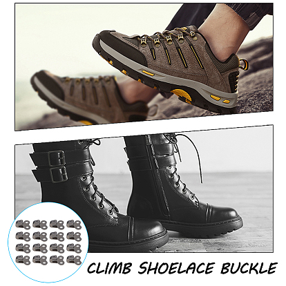 Crochets de lacet de botte en alliage d'élite pandahall, avec des rivets, pour les chaussures d'escalade et de plein air
