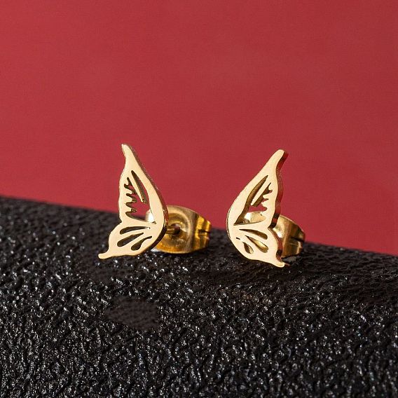 Pendientes de acero inoxidable con forma de animalito para mujer, dorado, izquierda y derecha