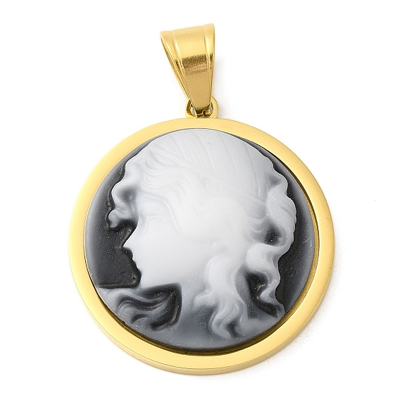 Акриловый интерфейс 304 подвески из нержавеющей стали, с 201 подвесными дужками из нержавеющей стали, круг с девушкой