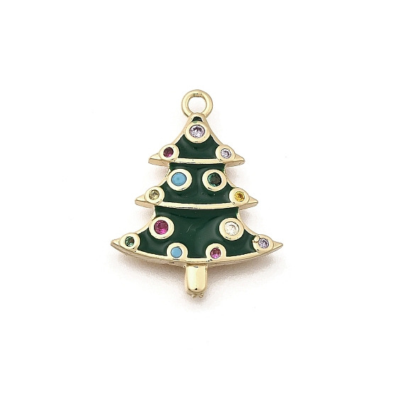 Латунные микро проложить кубического циркония подвески, с эмалью, Рождественские елки