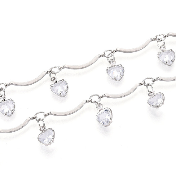 Цепи из латуни и стекла с фестончатыми прутьями, с сердцем очарование, пайки, с катушкой