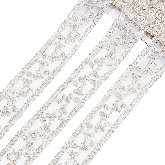 Hohl bestickter Spitzenbesatz aus Polyester, Blumenmuster