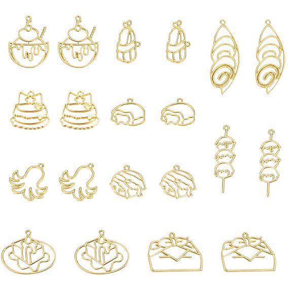 Zinc Alloy Open Back Bezel Pendants, For DIY UV Resin, Epoxy Resin, Pressed Flower Jewelry, with Enamel, Food Theme