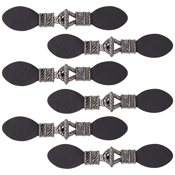 6 комплекты из искусственной кожи с пришивными пряжками, закрытие вкладок, застежки на плаще, с застежками из цинкового сплава и железа