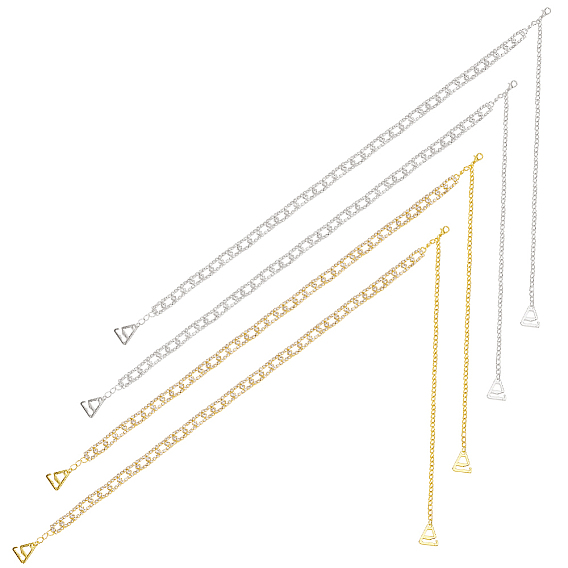 2 пары 2 цвета стразы цепочка нескользящие бретельки бюстгальтера, с треугольной пряжкой из сплава