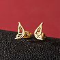 Pendientes de acero inoxidable con forma de animalito para mujer, dorado, izquierda y derecha