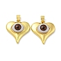 Real 18K Gold Plated Brass Pendants, with Acrylic, Heart with Evil Eye Charms