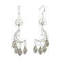 304 Stainless Steel & Tibetan Style Alloy Dangle Earrings, Moon