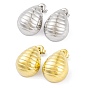 Ion Plating(IP) 304 Stainless Steel Stud Earrings for Women, Stripe Teardrop