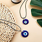 Vintage Blue Glass Evil Eye Necklace with 30mm Turkish Charm Pendant