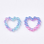 Rainbow ABS Plastic Imitation Pearl Linking Rings, Gradient Mermaid Pearl, Heart