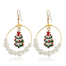 Colorful Five-pointed Star Christmas Tree Pearl Earrings from Fashionable Christmas Collection