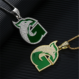 Hip-hop Style Alloy Crystal Rhinestone Eagle Animal Alphabet G Pendant Necklaces