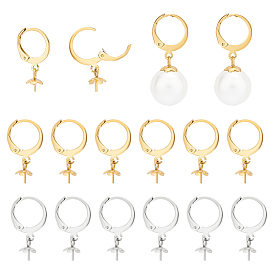 40шт 2 цвета 304 фурнитура для серег из нержавеющей стали, за половину пробурено бисера