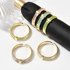 Кольца-манжеты из латуни с микропаве из прозрачного кубического циркония и эмалью для женщин, без кадмия, без никеля и без свинца, реальный 18 k позолоченный