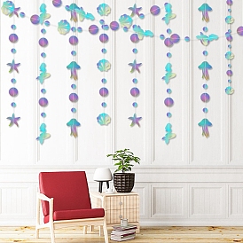 Paper Shell Shape Flags, Hanging Banner, for Party Festival Home Decorations