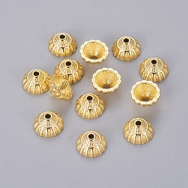 Tibetan Style Alloy Bead Caps, Lead Free and Cadmium Free, about 10mm in diameter, 5.5mm thick, hole: 1.5mm.