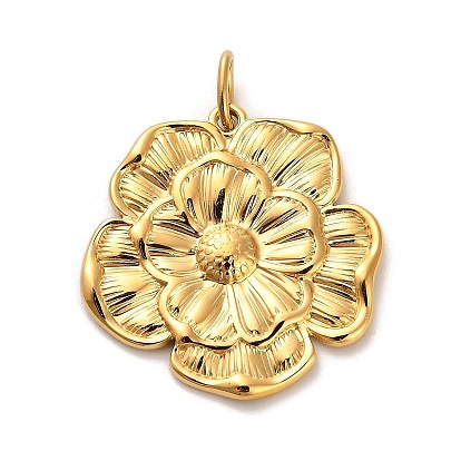 304 подвески из нержавеющей стали, с целью перехода в кольце, цветочный шарм, ионное покрытие (ip)