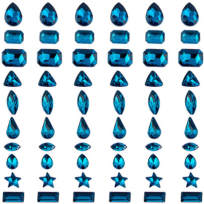 Señaló hacia cabujones de diamantes de imitación de cristal, facetados, formas mixtas