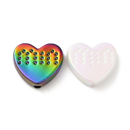 Непрозрачные акриловые бусины с УФ-покрытием, радужный, сердце