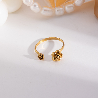 304 из нержавеющей стали Манжета кольца для женщин, цветок