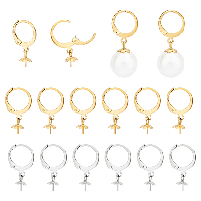 40шт 2 цвета 304 фурнитура для серег из нержавеющей стали, за половину пробурено бисера