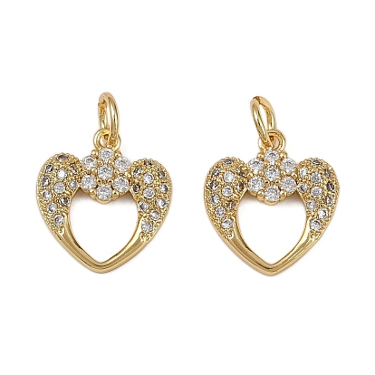 Латунные микро проложить кубического циркония подвески, подвески в виде крыльев сердца, долговечный, без кадмия и без свинца, стойки покрытие, с целью перехода в кольце