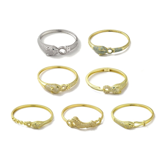 Браслет из латуни с фианитом и леопардовым креплением для женщин